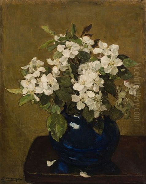 Apple Blossom Oil Painting by Johannes Evert Hendrik Akkeringa