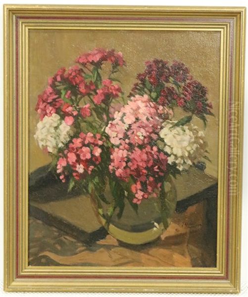 Bloemstilleven In Tinten Roze Oil Painting by Johannes Evert Hendrik Akkeringa