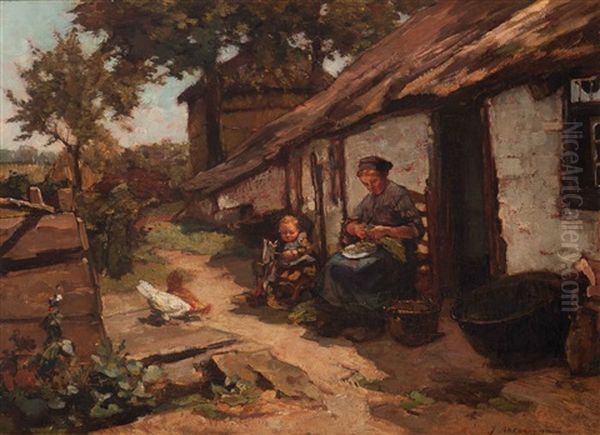 Behind The House Oil Painting by Johannes Evert Hendrik Akkeringa