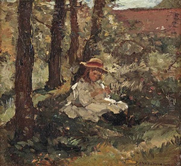 Girl In The Shade Oil Painting by Johannes Evert Hendrik Akkeringa