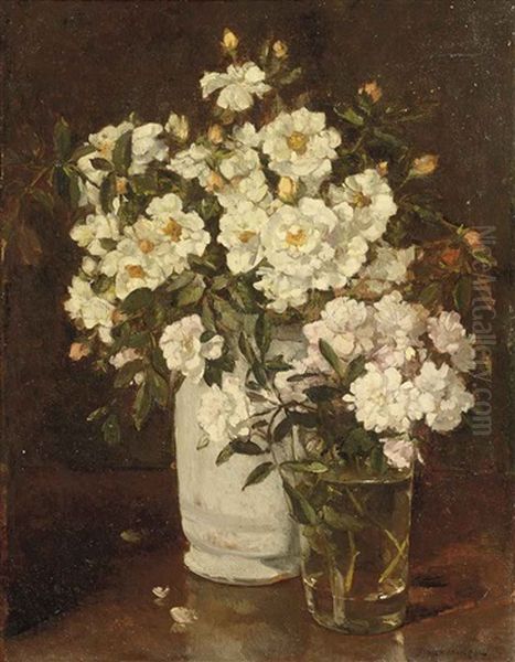 Floribunda Roses Oil Painting by Johannes Evert Hendrik Akkeringa