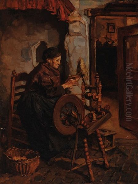 Spinster Oil Painting by Johannes Evert Hendrik Akkeringa