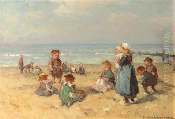 Beach Pleasure Oil Painting by Johannes Evert Hendrik Akkeringa