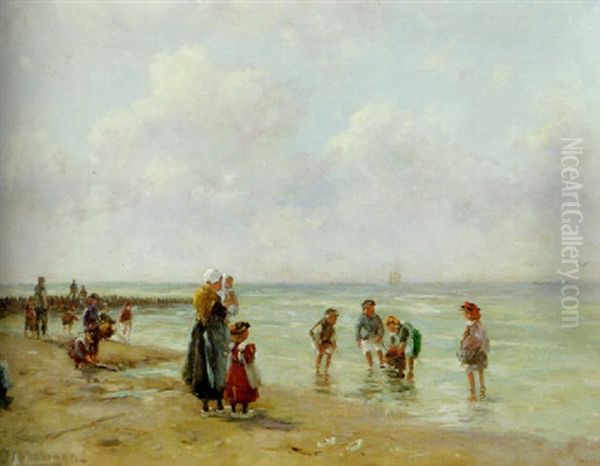 A Sunny At The Beach by Johannes Evert Hendrik Akkeringa