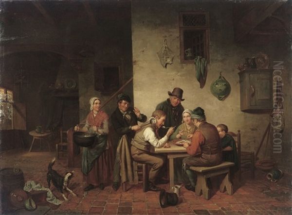 Porridge Eaters Oil Painting by Jacob Akkersdijk