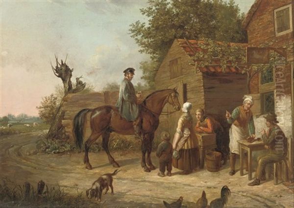 At The Inn Oil Painting by Jacob Akkersdijk