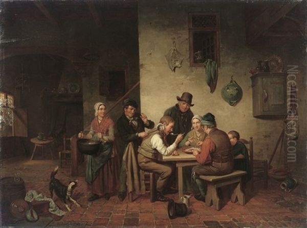 Porridge Eaters Oil Painting by Jacob Akkersdijk