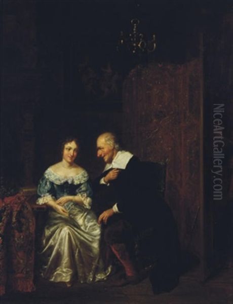 The Eavesdropper Oil Painting by Jacob Akkersdijk