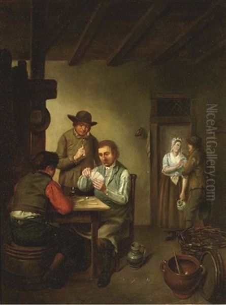 Playing Cards Oil Painting by Jacob Akkersdijk