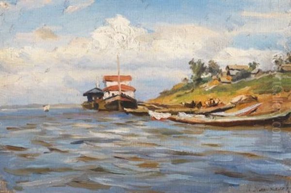 Sunny Day On The Volga Oil Painting by Manuil Aladzhalov