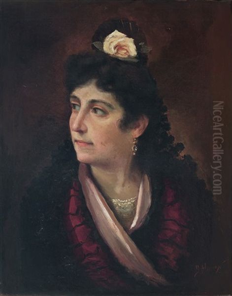 Joven Con Mantilla De Madronos Oil Painting by Jose Maria Alarcon