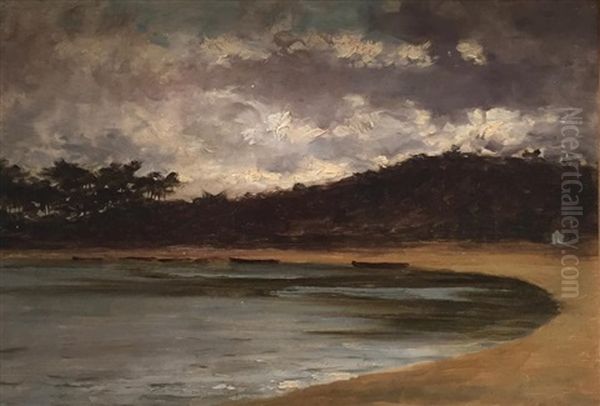 Bord De Plage Par Temps Gris Oil Painting by Guillaume Alaux