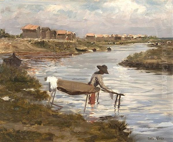 Jeune Lavandiere Bretonne Oil Painting by Guillaume Alaux