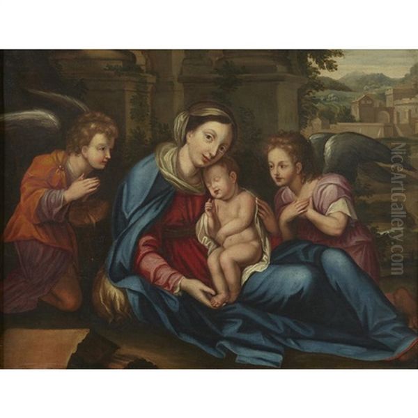 Virgin And Child With Saints Oil Painting by Francesco Albani