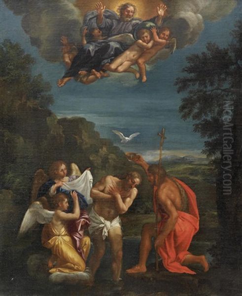 The Baptism Of Christ Oil Painting by Francesco Albani