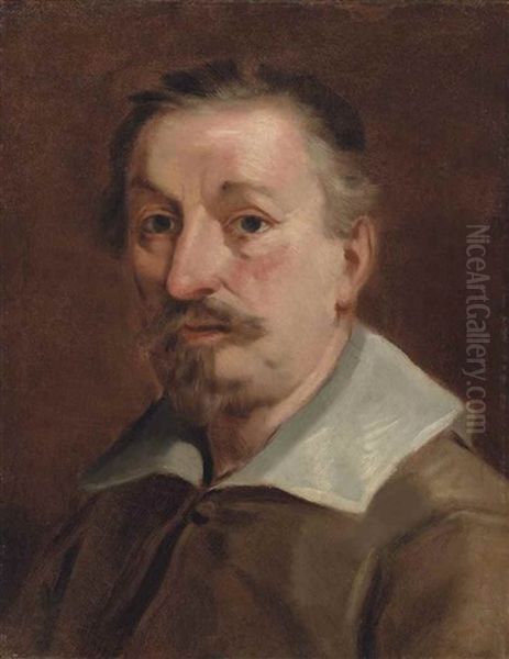 Portrait Of The Artist, Bust-length, In A Brown Doublet Oil Painting by Francesco Albani