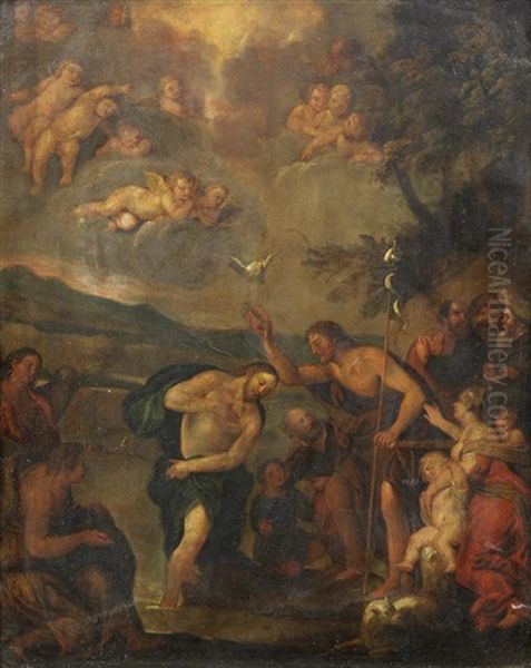 The Baptism Of Christ Oil Painting by Francesco Albani