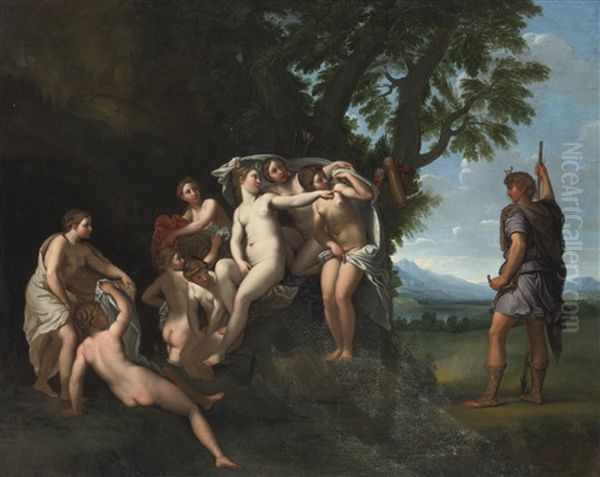 Actaeon Surprising Diana And Her Nymphs Oil Painting by Francesco Albani