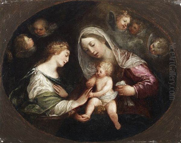 The Mystic Marriage Of Saint Catherine Oil Painting by Francesco Albani