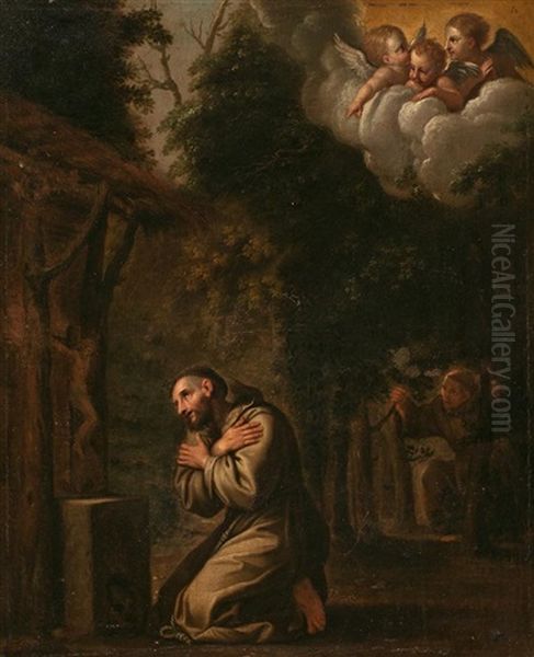 La Vision De Un Ermitano, Probablemente San Francisco De Asis by Francesco Albani