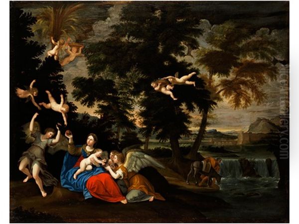 Die Ruhe Auf Der Flucht Nach Agypten Oil Painting by Francesco Albani