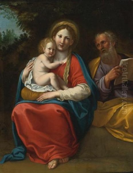 The Holy Family In A Landscape Oil Painting by Francesco Albani