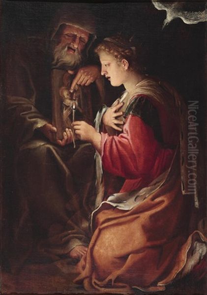 Die Heilige Katharina Und Der Eremit Oil Painting by Francesco Albani