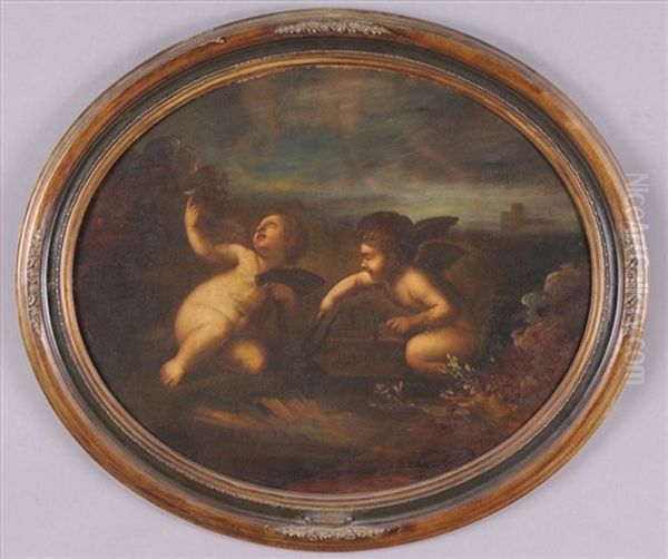 Cherubs At Play (pair) Oil Painting by Francesco Albani