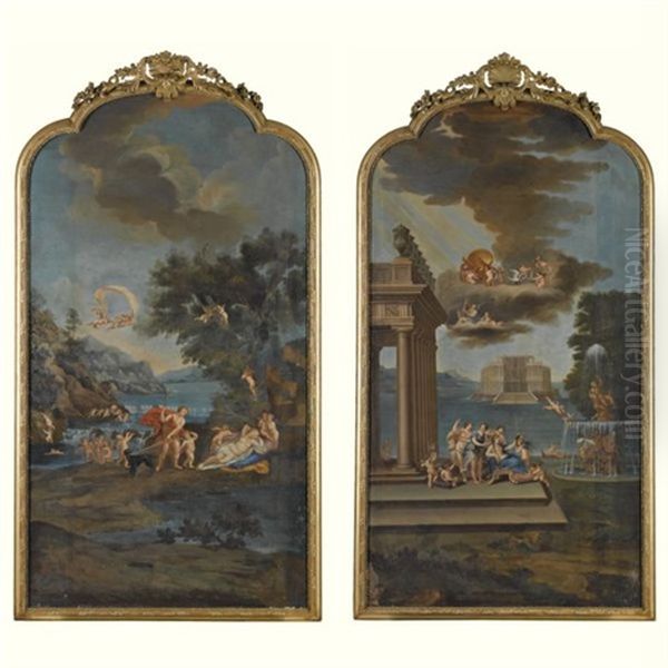 Venus And Adonis (+ The Toilet Of Venus; Pair) Oil Painting by Francesco Albani