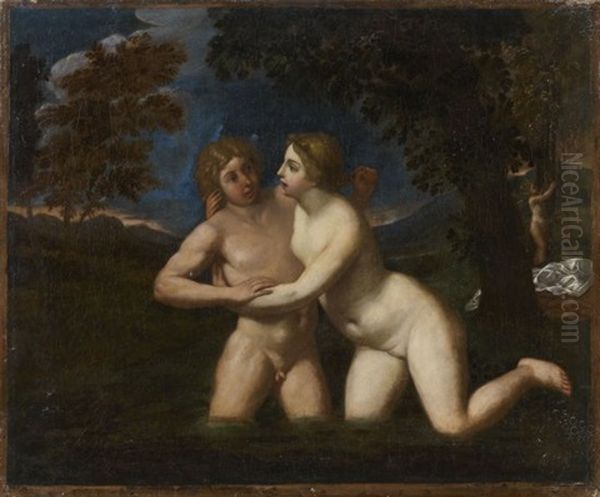 Salmacis Embrassant Hermaphrodite Oil Painting by Francesco Albani