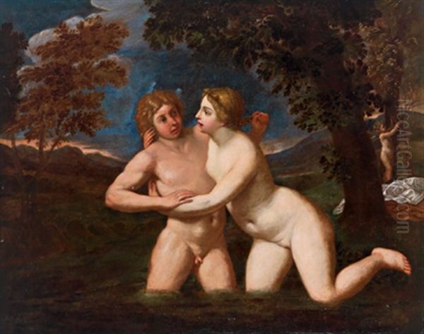 Salmacis Und Hermaphroditus Oil Painting by Francesco Albani