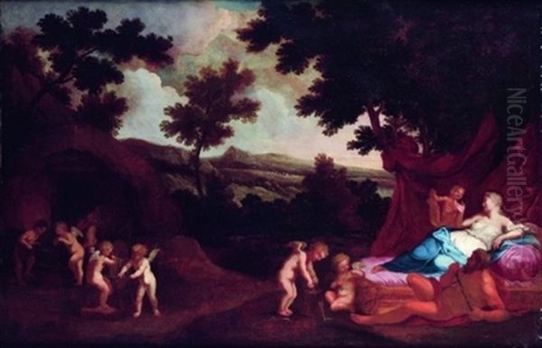 Le Repos De Venus Et Vulcain Oil Painting by Francesco Albani