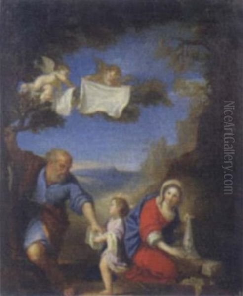 Holy Family (la Laveuse) Oil Painting by Francesco Albani