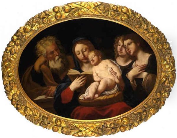 La Sacra Famiglia Con Due Angeli Oil Painting by Francesco Albani