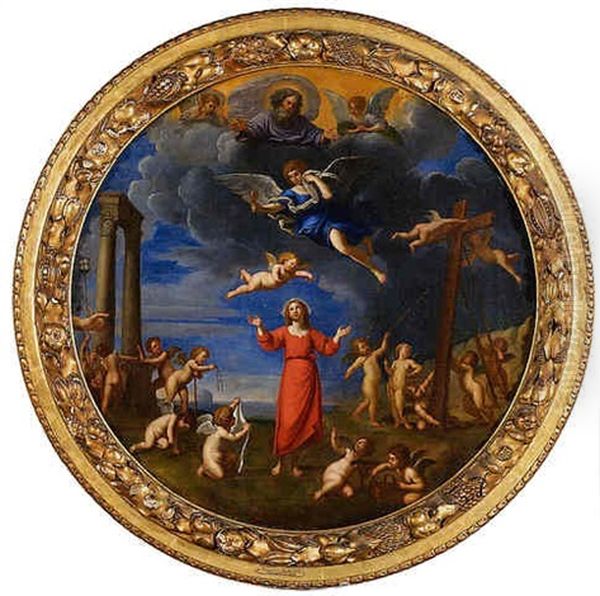 Il Padre Eterno E Gesu Bambino Oil Painting by Francesco Albani