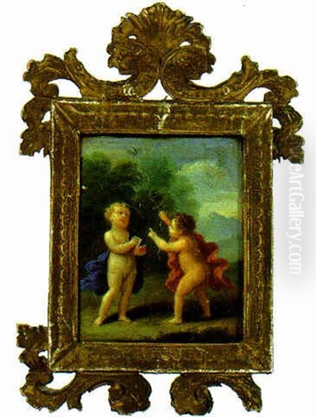 Putti Catching A Bird Oil Painting by Francesco Albani