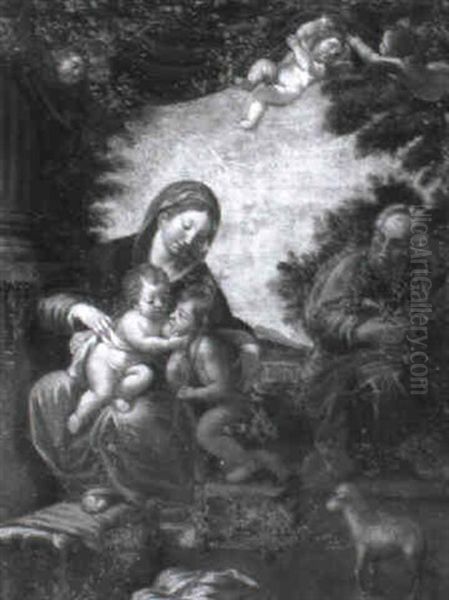 The Holy Family With The Infant St. John The Baptist Oil Painting by Francesco Albani