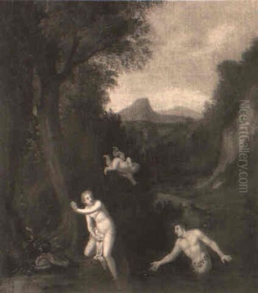 Diana Surprised By A River God Oil Painting by Francesco Albani