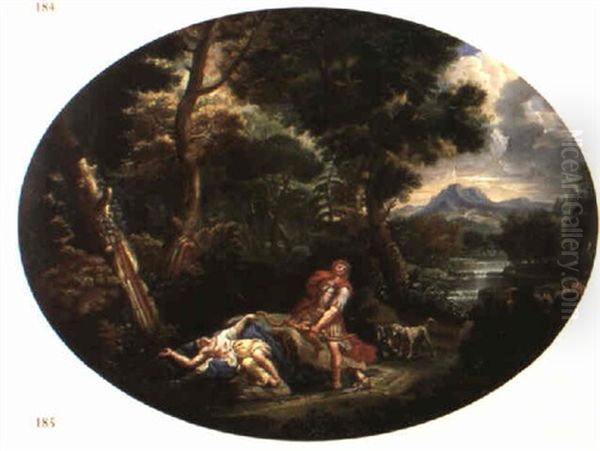 Klassikt Landskap Med Mytologisk Scen Oil Painting by Francesco Albani