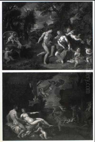 Mars And Venus Surprised By Vulcan Oil Painting by Francesco Albani