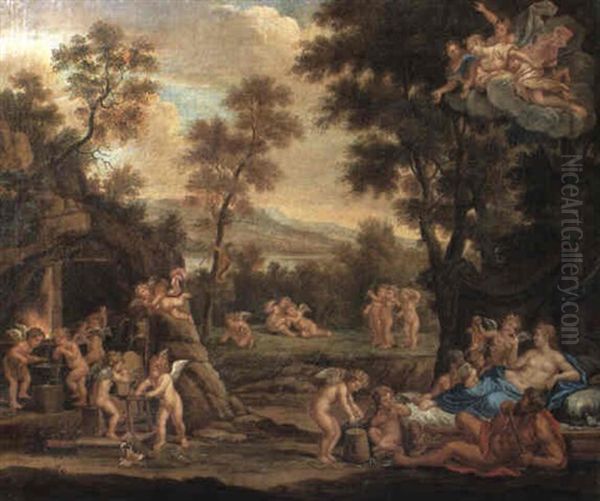 Venus In Vulcan's Forge Oil Painting by Francesco Albani