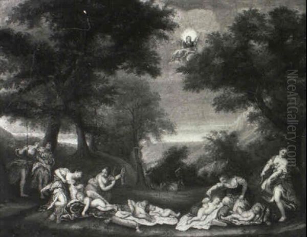 Diana's Maidens Disarming Cupid And Amoretti Oil Painting by Francesco Albani