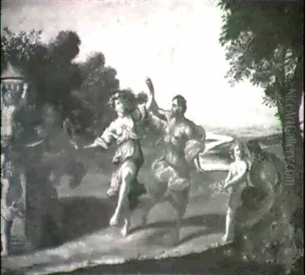 Satyrs And Nymphs Dancing In An Arcadian Landscape Oil Painting by Francesco Albani