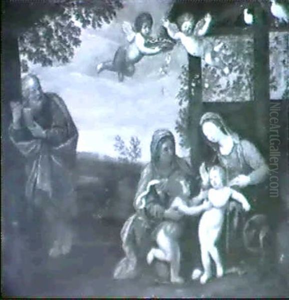 The Holy Family With The Infant Saint John And Saint Anne Oil Painting by Francesco Albani