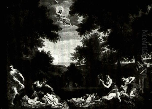 Nymphs Clipping The Wings And Burning The Weapons Of Cupids Oil Painting by Francesco Albani