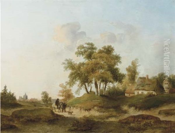 Travellers Approaching A Village Oil Painting by Anton Albers the Elder