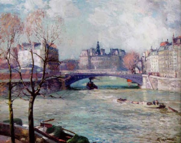 La Seine, Paris Oil Painting by Gustaf Albert