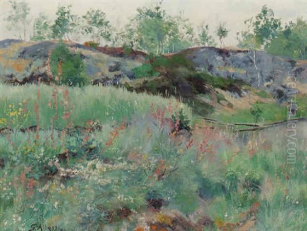 Blommande Landskap Oil Painting by Gustaf Albert