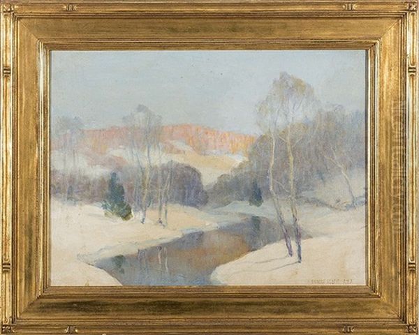 Winter Landscape With Stream Oil Painting by Ernest Albert