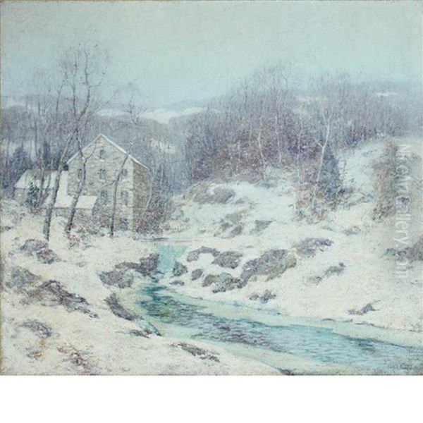 Winter In New England Oil Painting by Ernest Albert